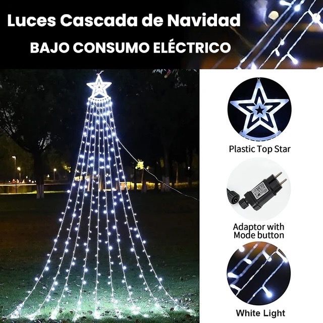 🎄⭐Luces Cascada con Estrella de Navidad ⭐🎄