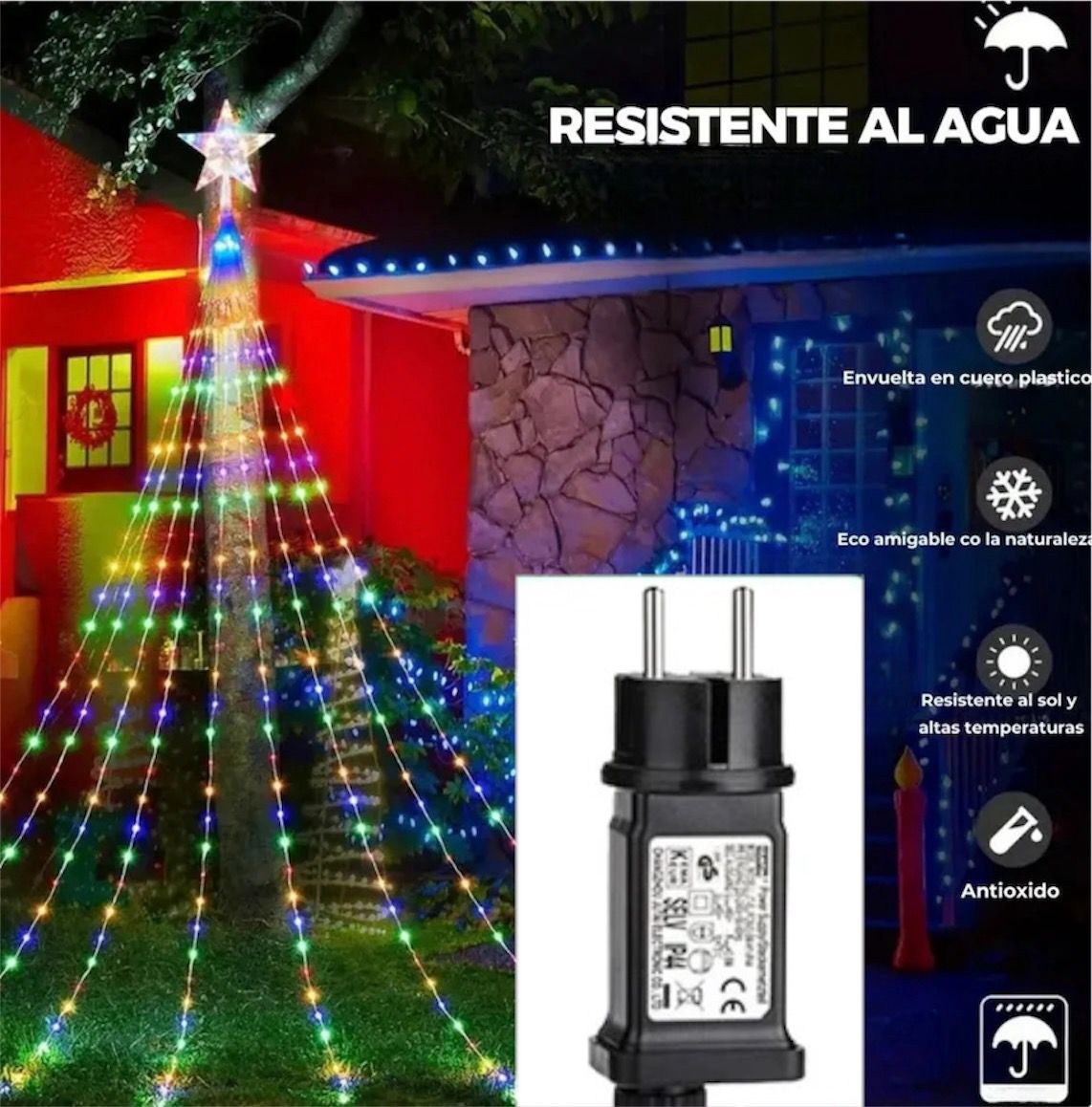 🎄⭐Luces Cascada con Estrella de Navidad ⭐🎄