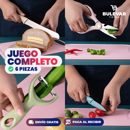 JUEGO DE CUCHILLOS COLORES PASTELES PARA CHEF