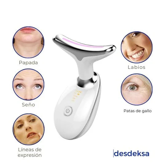 Rejuvenecedor Facial LED con 3 Modos de Vibración