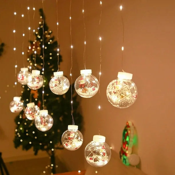 Cortina De 10 Esfera Luces Led Trasparentes Navidad Modelo